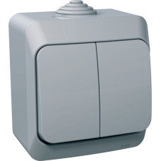 Schneider Electrics Divu taustiņu slēdzis (1+1) v/a pelēks IP44 CEDAR Plus