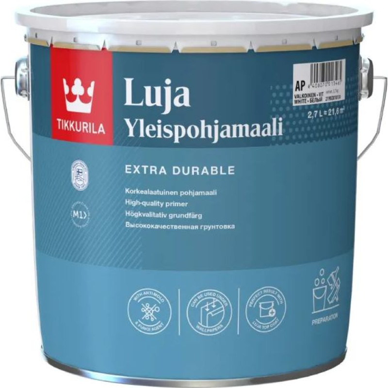 Tikkurila Luja Universal Primer gruntskrāsa ar pretpelējuma piedevām 0,9L