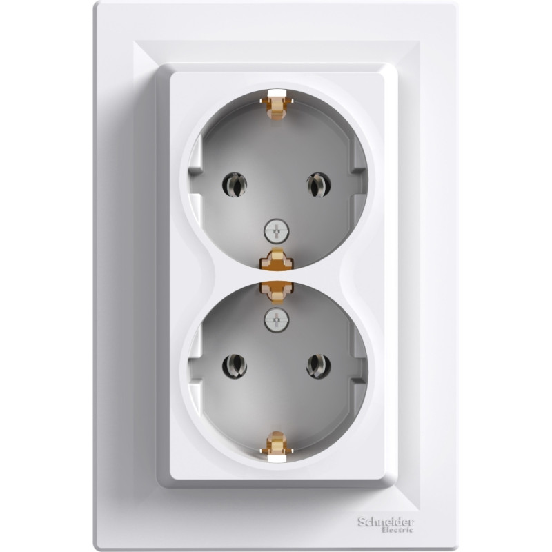Schneider Electrics Kontaktligzda 2-v z/a (ar rāmi) ar zem. balta Asfora