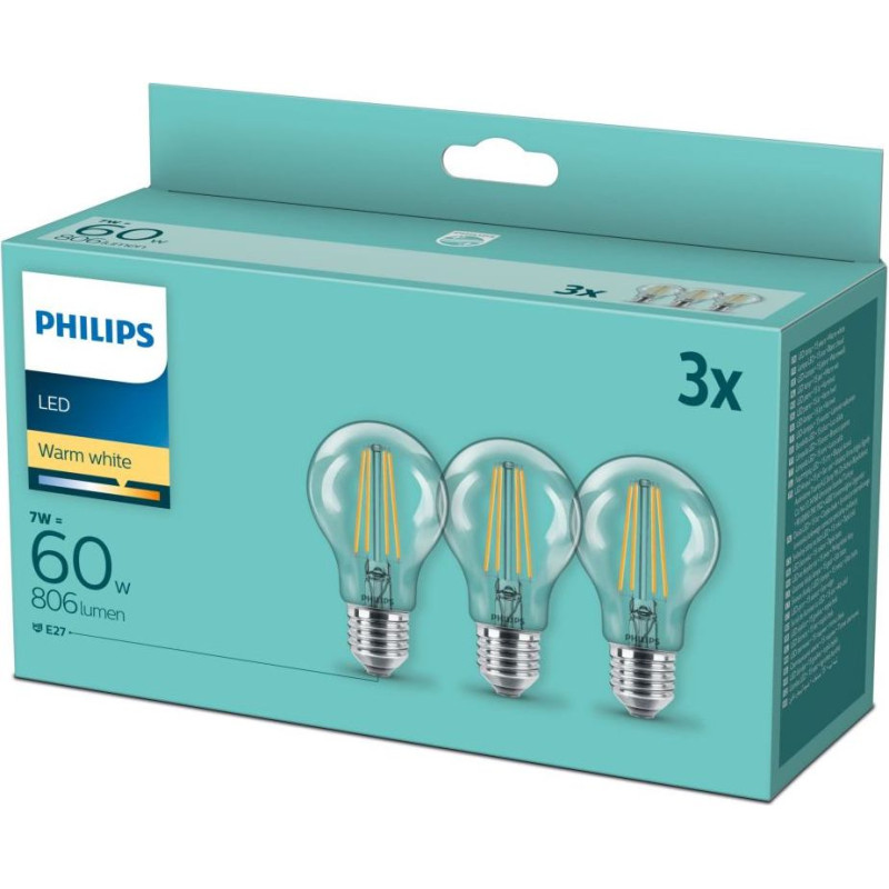 Philips LED classic spuldze 60W A60 E27 2700K 3 GAB