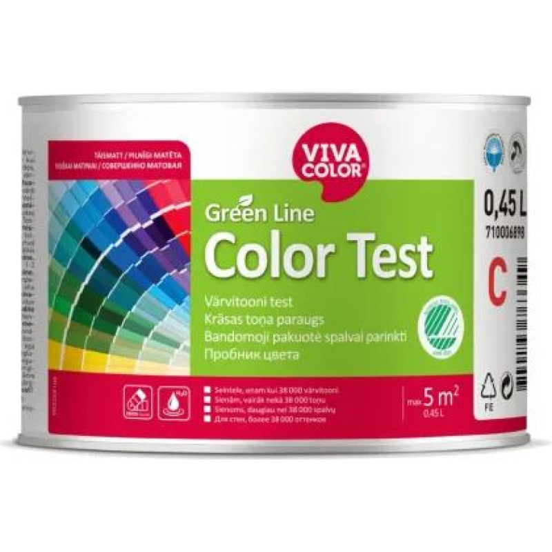 Vivacolor Color Test krāsa sienām  pilnīgi matēta 0.45L
