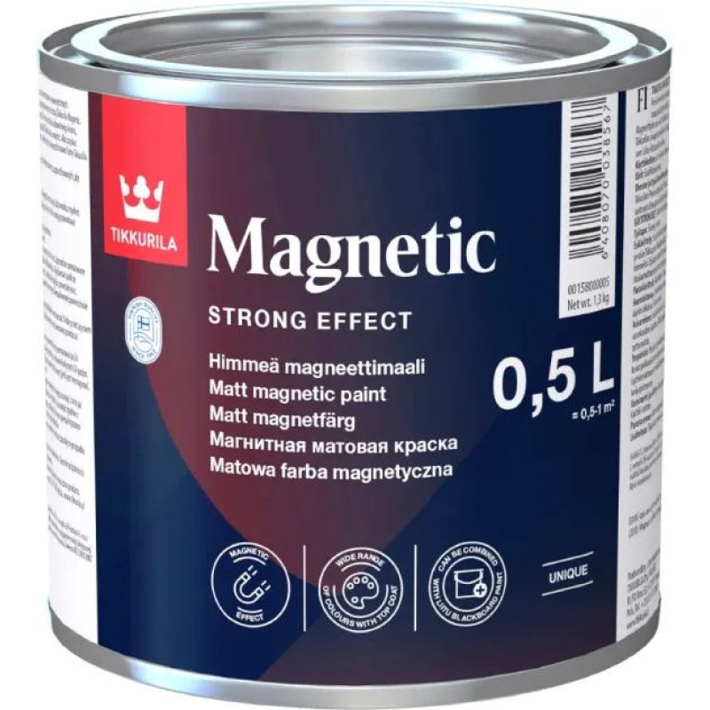 Tikkurila Magnetic magnētiskā krāsa, melna, matēta 0,5L