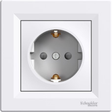 Schneider Electrics Kontaktligzda 1-v z/a (ar rāmi) ar zem. kontaktu aiz. balta Asfora