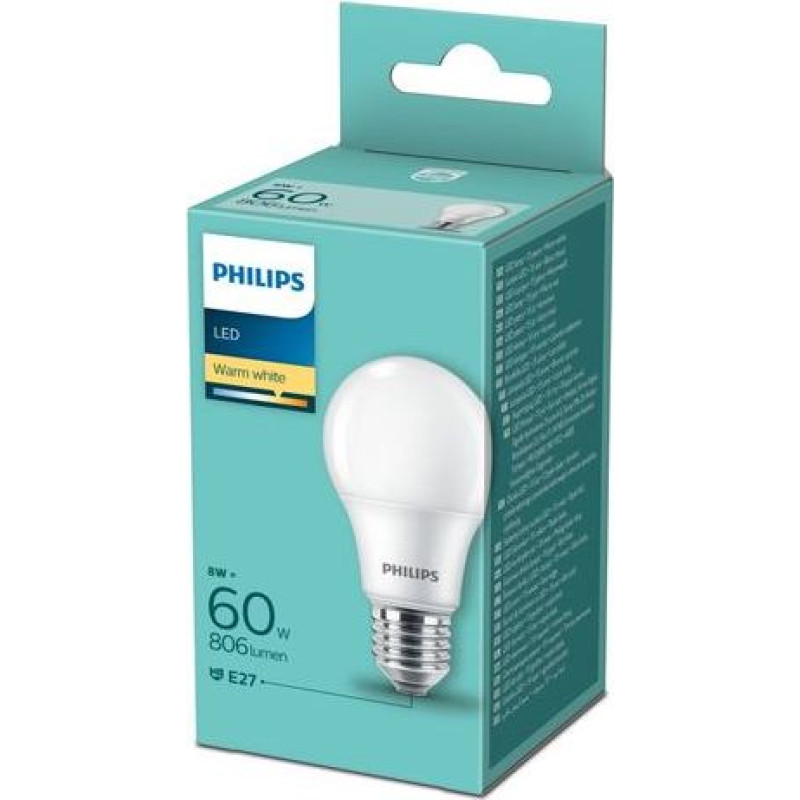 Philips LED spuldze 60W A60 E27 2700K