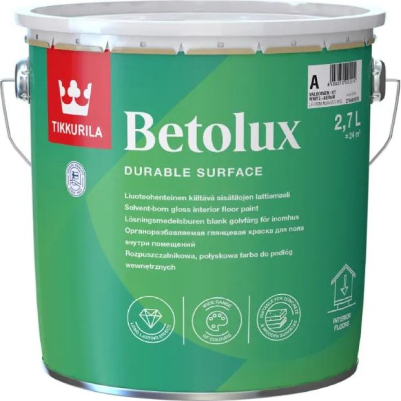 Tikkurila Betolux krāsa grīdām uz šķīdinātāja bāzes 2,7L