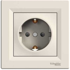 Schneider Electrics Kontaktligzda 1-v z/a (ar rāmi) ar zem. kontaktu aiz. bēša Asfora