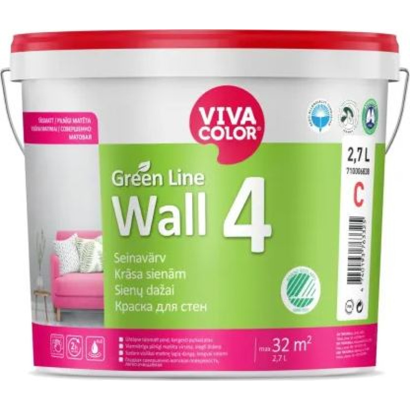 Vivacolor Wall 4  sienas krāsa, pilnīgi matēta 2,7L