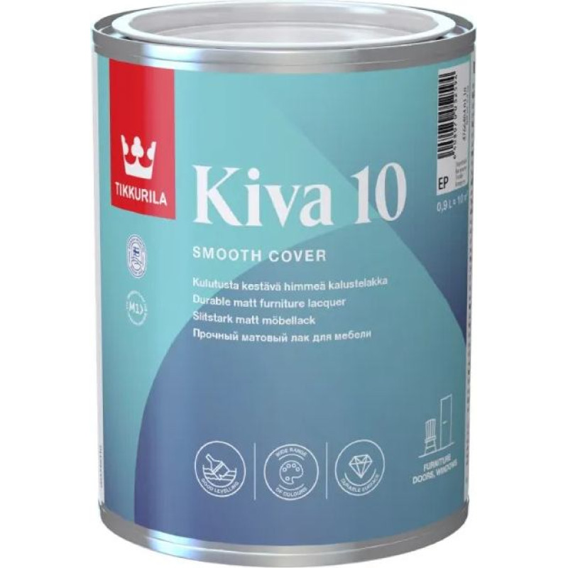 Tikkurila Kiva 10 matēta laka mēbelēm 0.9L