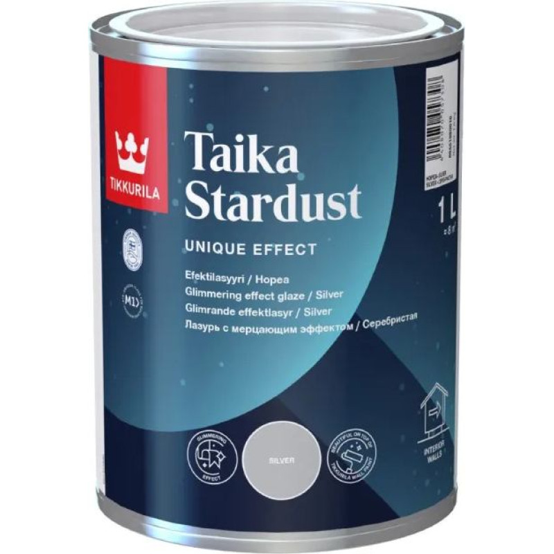Tikkurila Taika Stardust Silver caurspīdīga, pilnīgi matēta efektlazūra, sudraba, 1L
