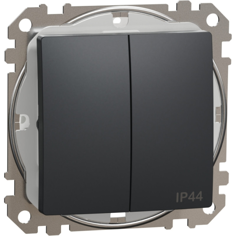 Schneider Electrics Divu taustiņu slēdzis (1+1) z/a (meh.) antracīts IP44 SEDNA Design