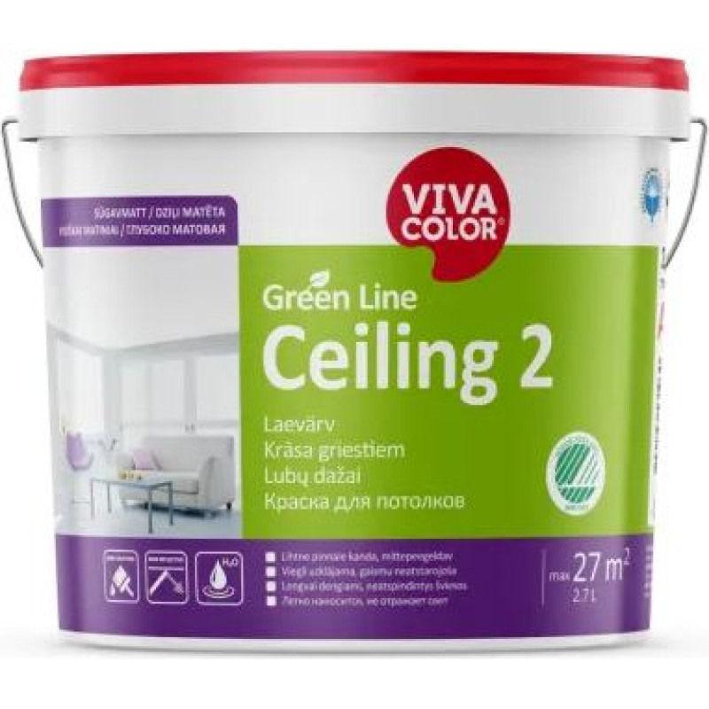 Vivacolor Ceiling 2, griestu krāsa, dziļi matēta 11,7L