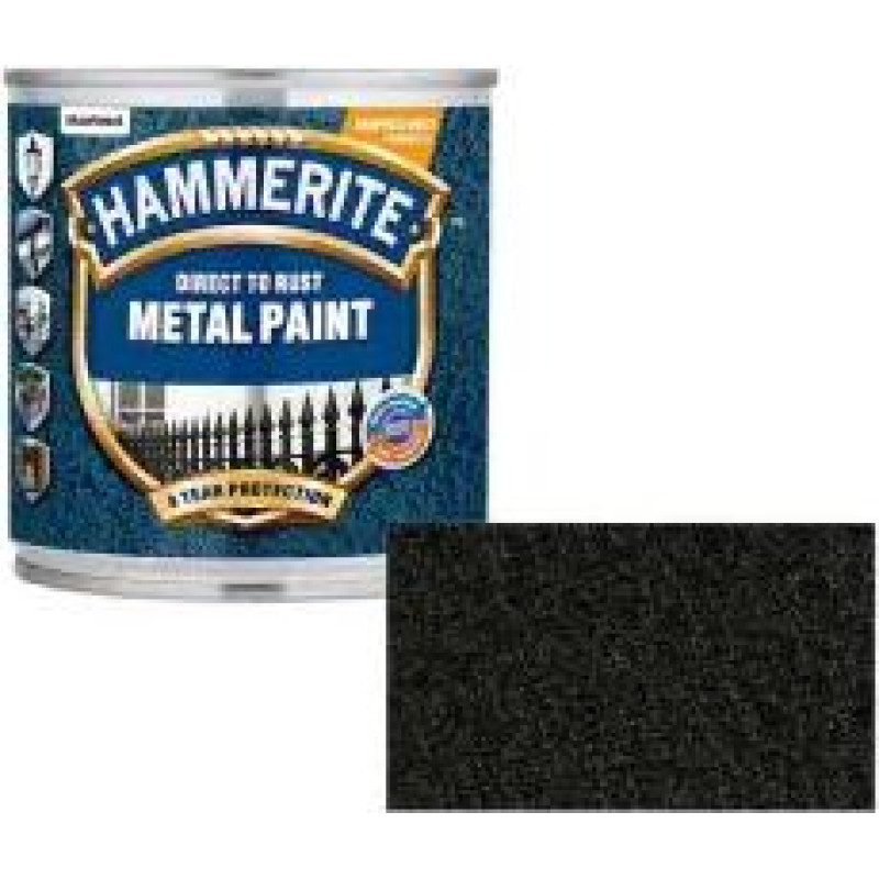 Hammerite Hammered Āmurkaluma aizsargkrāsa metāla virsmām, melna 0.75L
