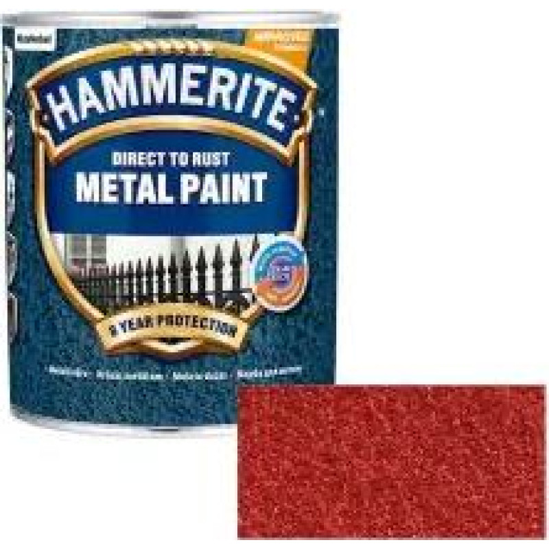 Hammerite Hammered Āmurkaluma aizsargkrāsa metāla virsmām, sarkana 2.5L