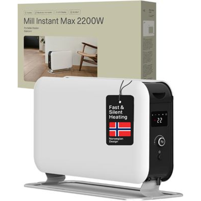 Mill CO2200LEDMAX jaudīgs konvekcijas sildītājs ar LED displeju – 2200 W, līdz 30 m²
