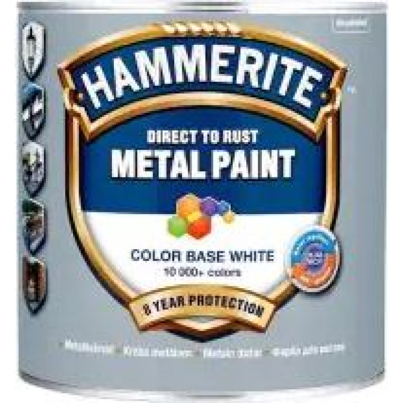 Hammerite Smooth Finish Tonējama aizsargkrāsa metāla virsmām, spīdīga BW 5.0L