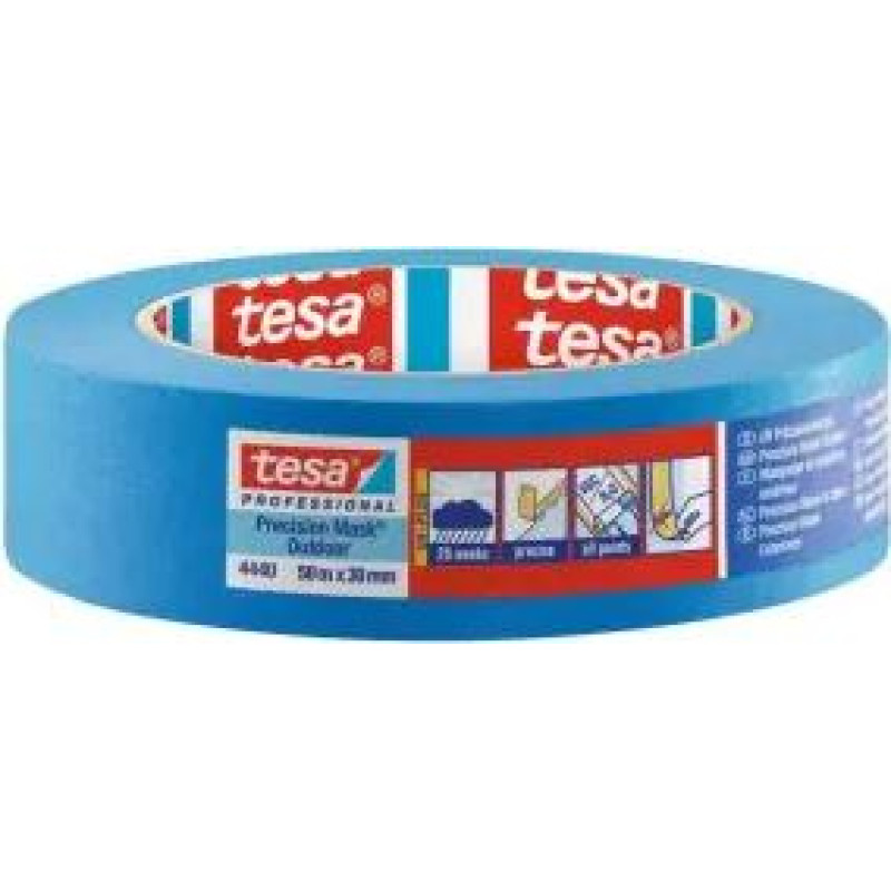 Tesa 4440 Precision Mask Outdoor krāsotāju lente ārdarbiem, zila, 30mm x50m