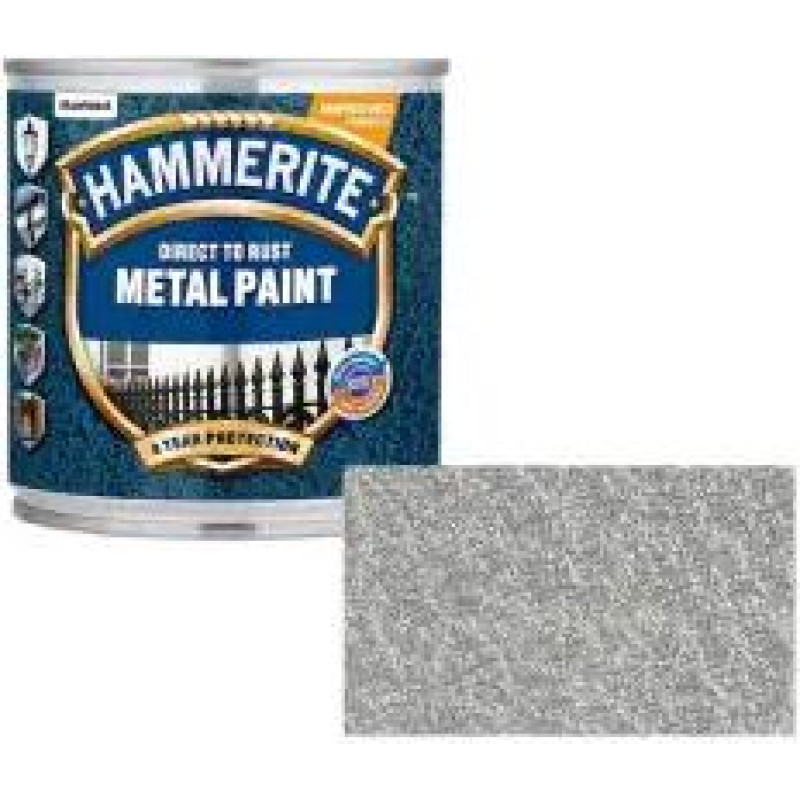 Hammerite Hammered Āmurkaluma aizsargkrāsa metāla virsmām, sudrabpelēka 2.5L