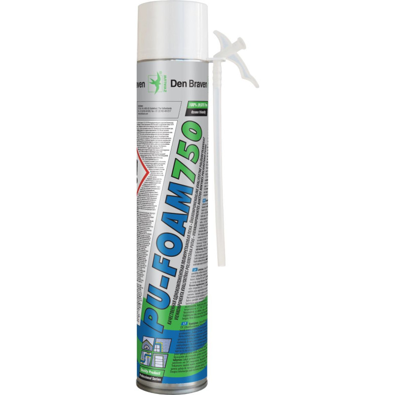 Den Braven montāžas putas, poliuretāna, salmiņaplikators 750ml