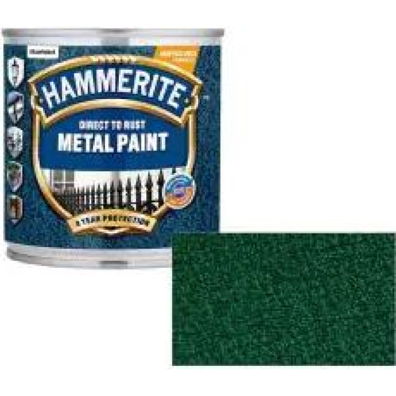 Hammerite Hammered Āmurkaluma aizsargkrāsa metāla virsmām, tumši zaļa 2.5L