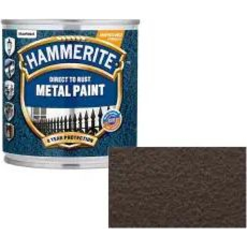 Hammerite Hammered Āmurkaluma aizsargkrāsa metāla virsmām, brūna 2.5L