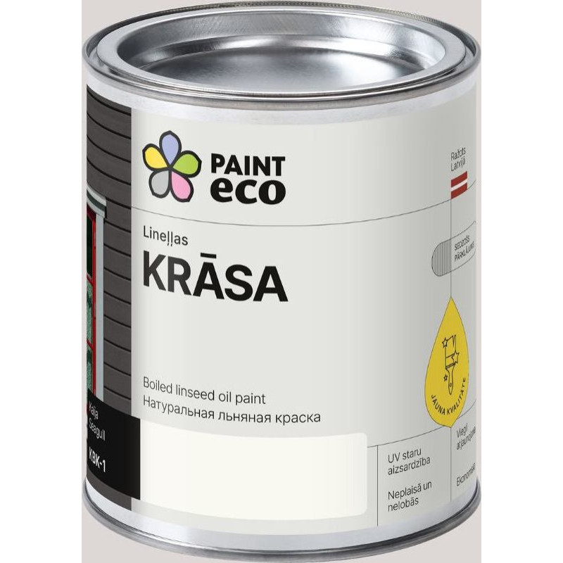 Paint Eco Lineļļas pernicas krāsa, tonis: Kaija 2,5L