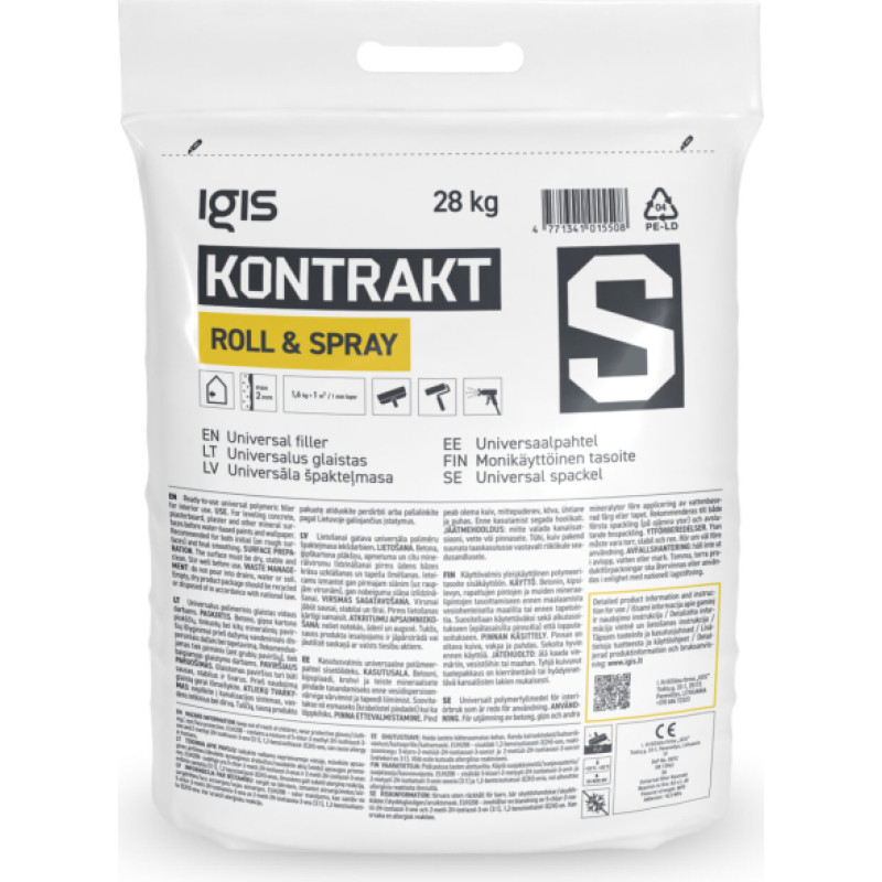 Igis Kontrakt S lateksa polimera smalkgraudaina špakteļmasa 17L/28kg misā