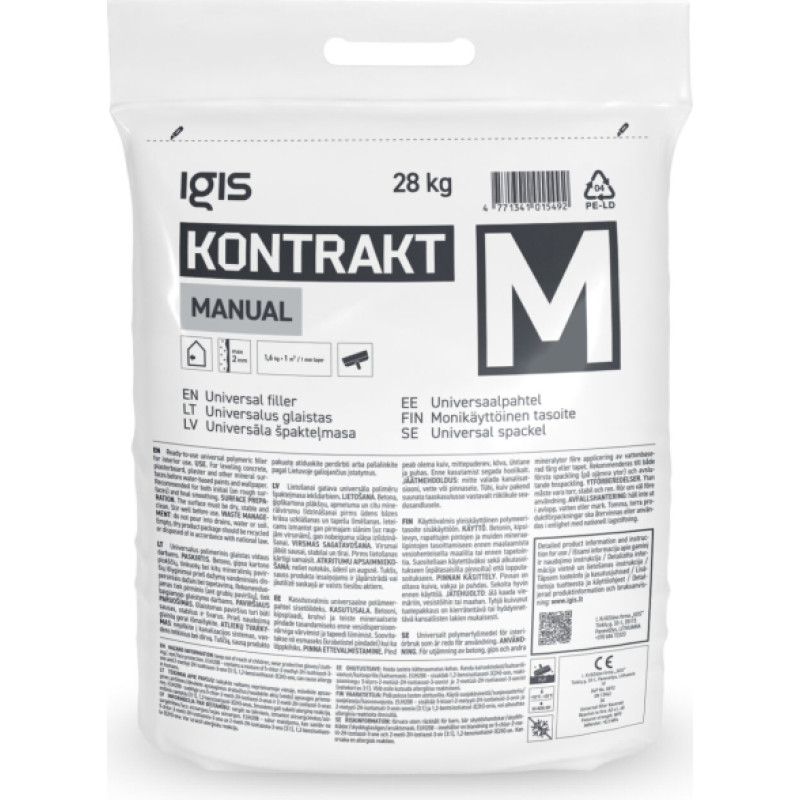 Igis Kontrakt M lateksa polimera smalkgraudaina špakteļmasa 17L/28kg misā