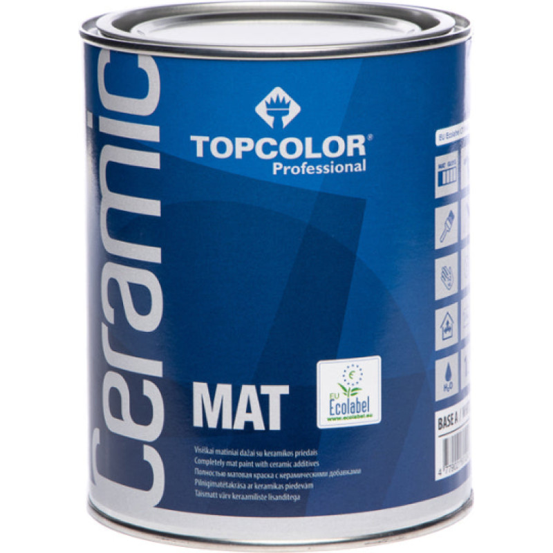Topcolor CERAMIC MAT ar keramiskajām piedevām 1L iekšdarbu krāsa
