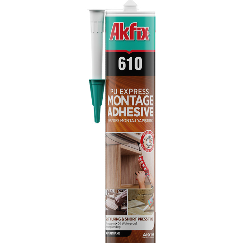 Akfix 610 PU Express montāžas līme 310ml caurspīdīga