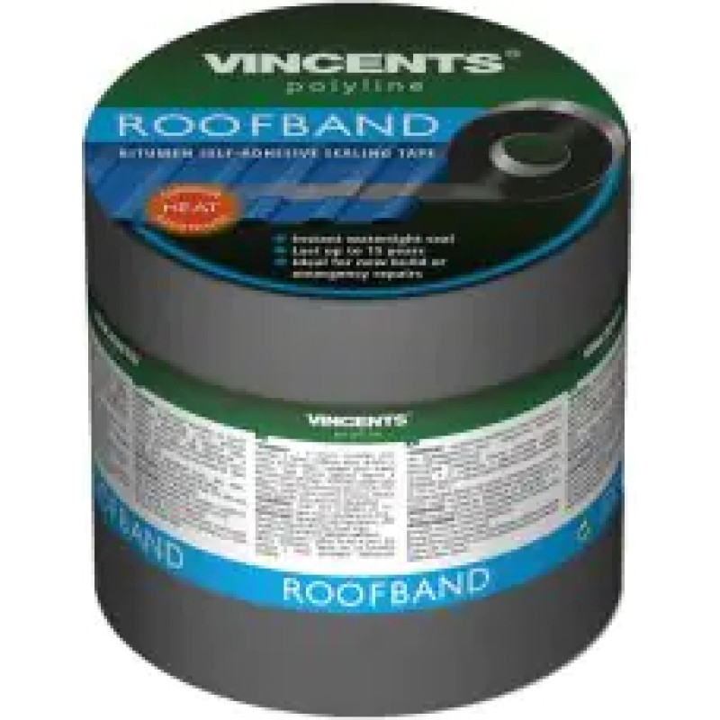 Vincents Polyline Roofband Bitumena blīvējoša lente Pelēka 20cm x 3m