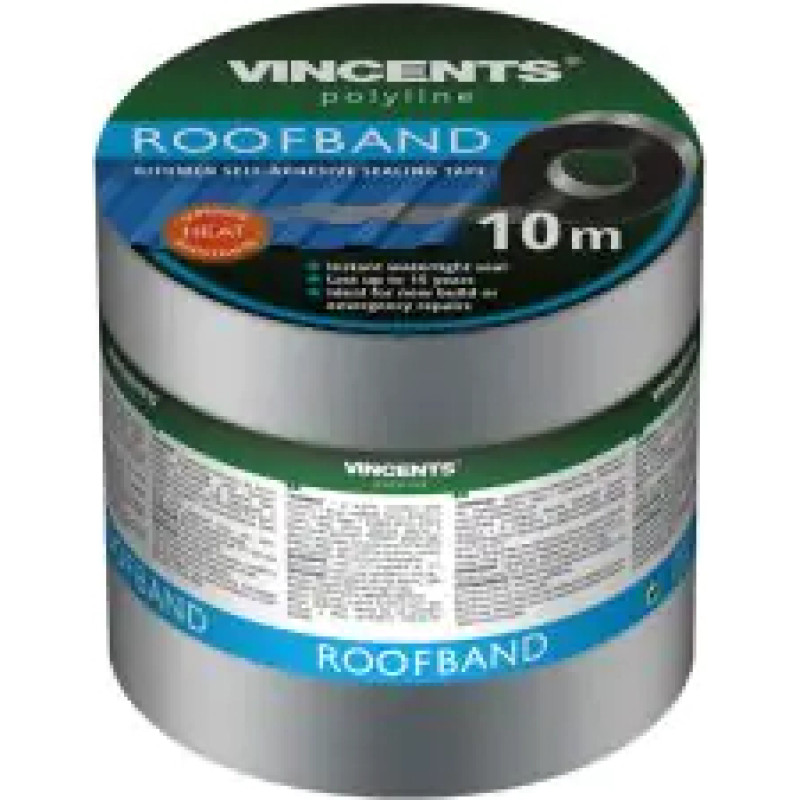 Vincents Polyline Roofband Bitumena blīvējoša lente Alumīnija 15cm x 10m