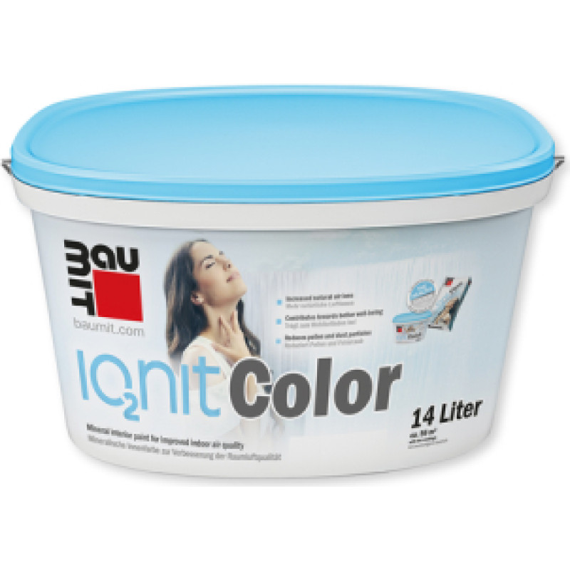 Baumit IonitColor, 14 l, minerāla iekšdarbu krāsa, kas aktīvi uzlabo iekštelpu gaisu, ražojot dabīgos gaisa jonus