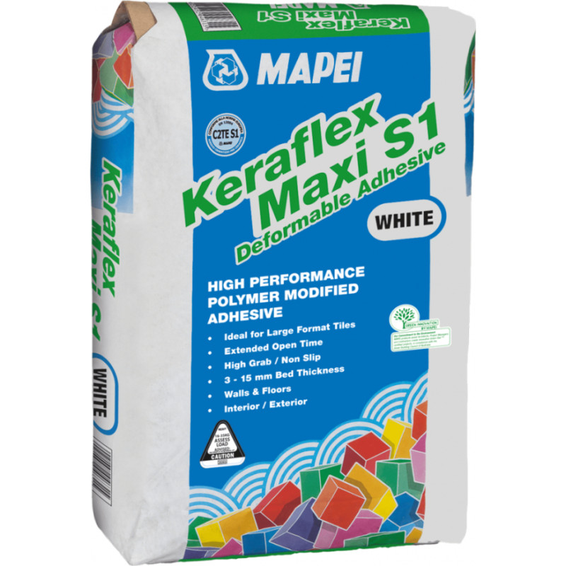 Mapei Keraflex Maxi S1 white (C2TE S1) 20kg, elastīga flīžu līme, balta