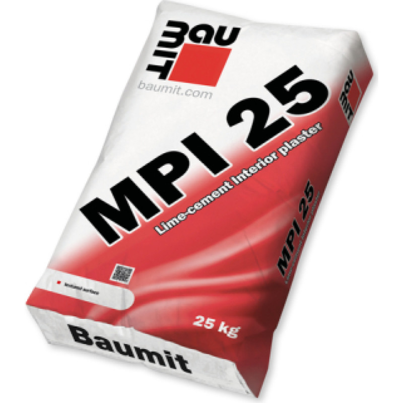 Baumit MPI 25, 25 kg, mašīnapmetums uz kaļķa un cementa bāzes iekšdarbiem