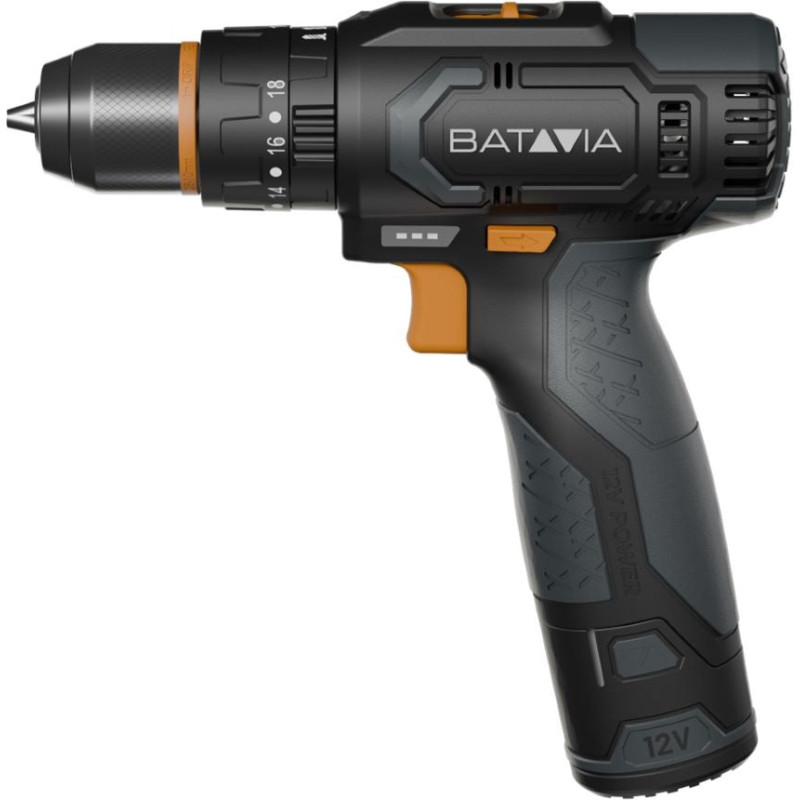 Batavia 12V akumulatora skrūvgrieznis, komplekts 2.0Ah akumulators + USB-C uzlādes kabelis